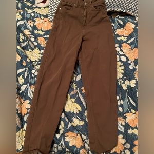 brown straight leg jeans